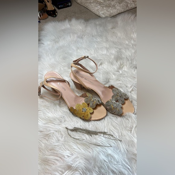 Stuart Weitzman Floral Sandals - Cream - Picture 13 of 14